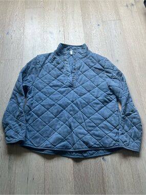 Quilted Pullover Snap Henley - Faded  Blue